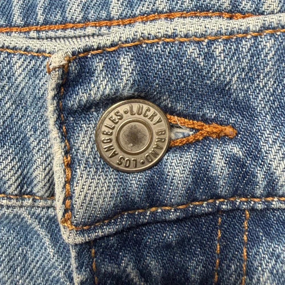 Lucky Brand Easy Rider Boot Cut Jeans Mens Sz 38x34 Light Wash Blue Distressed